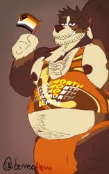 bear_pride_colors belly bernesealexxx biceps body_hair bulge chest_hair clothing digital_media_(artwork) genitals hairy hi_res lgbt_history_month lgbt_pride male_only musclegut muscular obese overweight pecs pride_colors pubes underwear