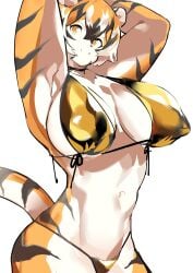 1girls amber_eyes anthro arknights aspirindabaitu big_breasts breasts female solo solo_female thick_thighs tiger tiger_girl waai_fu_(arknights) wide_hips