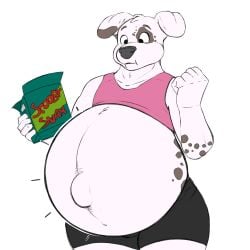 1:1 absurd_res belly belly_expansion belly_inflation big_belly bloated canid canine canis cudacore dalmatian domestic_dog expansion hi_res inflation mammal navel outie_navel pascal_(cudacore) scooby_snacks scooby_snax stuffing