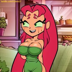 1girls ai_generated big_breasts big_butt cafe cartoon_network cats62 dc iced_latte_with_breast_milk koriand'r meme naked_apron pink_hair stable_diffusion starbucks starfire tagme tamaranean teen_titans teen_titans_go