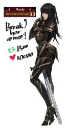 1girls absurdres alternate_costume armor black_hair blunt_bangs breastplate english_commentary english_text female female_only fire_emblem fire_emblem_awakening full_body gauntlets greaves high_heels highres j@ck like_and_retweet long_hair meme nintendo pauldrons shoulder_armor solo sword tharja_(fire_emblem) twitter_strip_game_(meme) two_side_up weapon