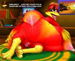 anthro areola avian band1tnsfw banjo-kazooie beak belly big_areola big_belly big_breasts bird bodily_fluids breast_milking breasts cum cum_in_pussy cum_inside dialogue digital_drawing_(artwork) digital_media_(artwork) english_text eyelashes eyeshadow feathers female genital_fluids hi_res inside kazooie lactating lips long_eyelashes long_nipples makeup mature_anthro mature_female milk nipples portrait pregnant pregnant_female rareware red_body red_feathers solo speech_bubble text thick_lips thick_thighs vein veiny_breasts yellow_beak