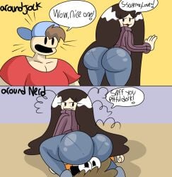 1girls 2boys ass brappycatty facesitting jock_(nerd_and_jock) malesub nerd_(nerd_and_jock) nerd_and_jock_(webcomic) olga_(nerd_and_jock) sitting sitting_on_face sitting_on_person sunniefunnie