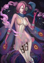 big_breasts female female_only gloves long_hair long_sleeves miniskirt one_piece one_piece_dress pink_hair serafleur skirt solo tattoos thick_thighs thighs vinsmoke_reiju