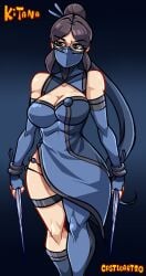 1girls big_breasts blue_clothing castleart female female_only fully_clothed kitana mortal_kombat mortal_kombat_11 solo