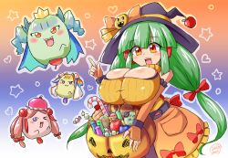 busou_shinki character_request cleavage halloween huge_breasts teeku witch_hat