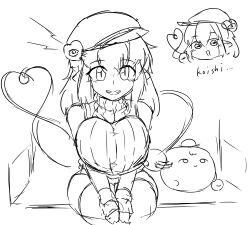 bare_shoulders huge_breasts koishi_komeiji sketch teeku thick_thighs touhou