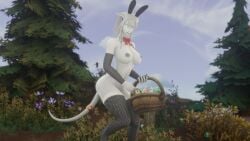 1girls 3d big_breasts blizzard_entertainment bunny_ears bunny_girl draenei easter elly_(draenei) morilymory original_character solo stockings thick_thighs warcraft white_hair world_of_warcraft