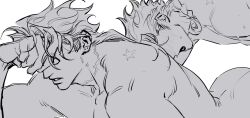 2boys anal ass back birthmark braid completely_nude dio_brando father_and_son gay giorno_giovanna huang_lia incest joestar_birthmark jojo's_bizarre_adventure male male_focus monochrome multiple_boys muscular muscular_male nude sex vento_aureo yaoi