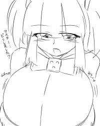 busou_shinki character_request cleavage huge_breasts monochrome sketch teeku