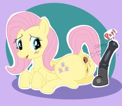 alonelyopossum anal anal_sex anus ass blush dildo equid equine equine_anus equine_pussy female feral fluttershy_(mlp) friendship_is_magic gaping genitals hasbro horse lube mammal my_little_pony penetration pony puffy_anus pussy sex_toy solo