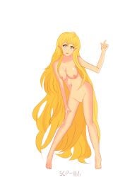 1girls barefoot blonde_hair breasts completely_naked completely_naked_female completely_nude completely_nude_female epon_clef eyebrows_visible_through_hair female female_only full_body medium_breasts naked naked_female navel nipples no_bra no_clothes no_panties nude nude_female scp scp-166 scp-166-arc scp_foundation simple_background solo solo_female tagme very_long_hair white_background wmlinax25