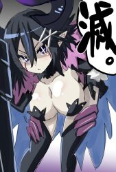 asagi_asagiri breasts demon_girl demon_horns disgaea disgaea_rpg iwasi_r large_breasts leaning_forward nippon_ichi_software overlord_asagi skimpy_clothes thighhighs