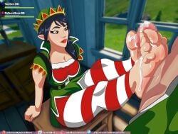 1boy1girl barefoot censored censored_penis clothed clothed_female clothed_female_nude_male clothing cum cum_between_toes cum_on_feet ejaculation elf elf_ears erection feet foot_fetish foot_focus footjob fortnite headhunter_(fortnite) penis rule34yt soles tinseltoes_(fortnite) toes