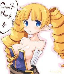 archer_(disgaea) blonde blonde_hair breasts cleavage cute disgaea dress iwasi_r large_breasts nippon_ichi_software no_bra skimpy_clothes