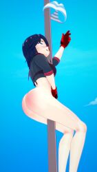 1girls 3d ass blush bottomless bottomless_female embarrassed embarrassed_nude_female enf exposed_ass female female_only human kill_la_kill koikatsu matoi_ryuuko nude panties red_ass solo stolen_clothes thick_ass thighs ultimateenf