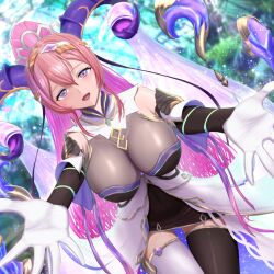 1girls better_version_at_source breasts female female_only fire_emblem fire_emblem_heroes incoming_hug large_breasts long_hair looking_at_viewer matoimangekyo nerthuz_(fire_emblem) nintendo offering_hug pink_hair purple_eyes solo