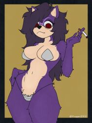 bikini cigarette female purple_fur purple_hair queen_aleena solo sonic_(series) sonic_the_hedgehog_(series) sonic_underground tamers12345's_sonic_underground