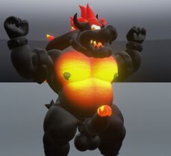 angry balls blender_(software) blender_eevee bowser bowser's_fury chubby_male cock_ring dark_sky dragon erection fury_bowser genitals glowing glowing_genitalia glowing_penis goeybowser koopa male male_only mario_(series) monster nintendo nipples nude_male pecs penis reptile scalie solo super_mario_3d_world turtle