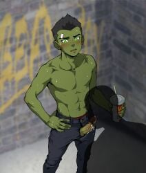 beast_boy beast_boy_(young_justice) betm blowjob boner cum cum_in_mouth dc dc_comics erection gay gay_blowjob gay_sex green_body green_eyes green_hair green_skin male male_only sweaty sweaty_body yaoi young_justice young_justice:_outsiders