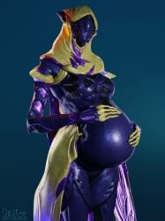 1girls 3d alien alien_girl big_belly female female_only hands_on_belly hdddestroyer pregnant solo_female tagme warframe wisp_(warframe)