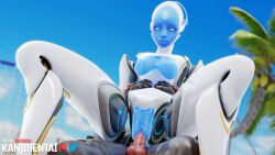 3d 3d_(artwork) 3dx artificial_vagina beach big_penis breasts cameltoe echo_(overwatch) kanjihentai overwatch pussy reverse_cowgirl_position riding robot robot_girl robot_humanoid sex