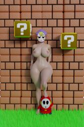 1girls 3d areolae barefoot big_breasts breasts completely_nude completely_nude_female female female_focus full_body half-closed_eyes human humanoid looking_at_viewer male mario_(series) masked masked_female mommybonfie naked naked_female nintendo nipples nude nude_female outdoors shy_gal shy_gal_purple solo solo_female standing super_mario_bros.