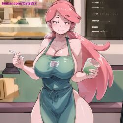 1girls adventure_time ai_generated anime_style big_breasts cats62 female female_only huge_breasts naked princess_bubblegum solo stable_diffusion starbucks