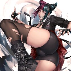 1girls alternate_costume ass ass_focus big_ass big_butt booty capcom curvy female female_only goth goth_girl huge_ass juri_han large_ass large_butt punk punk_girl punk_hair sadakage school_uniform_juri street_fighter street_fighter_6 thick thick_ass