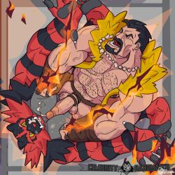 anthro bara celebrity_bangmatch furry incineroar kraven_the_hunter male male_only marvel marvel_comics pokémon_(species) pokemon spider-man_(series)