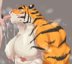 2022 anthro anthro_focus anthro_penetrated balls barazoku biceps big_muscles big_nipples big_pecs bodily_fluids bubble cum cum_bubble cum_drip cum_from_nose cum_in_mouth cum_in_nose cum_inside cum_on_chest cum_on_face cum_on_nipples deltoids dripping duo erect_nipples erection eyebrows felid fellatio fur genital_fluids genitals grey_background hi_res huge_muscles huge_pecs human human_on_anthro human_penetrating human_penetrating_anthro humanoid_genitalia humanoid_penis interspecies male male/male male_penetrated male_penetrating male_penetrating_male mammal motion_lines muscular muscular_anthro muscular_male musk nipples nude nurirast oral oral_penetration pantherine pecs penetration penile penis penis_in_mouth pubes sex simple_background size_difference small_dom_big_sub solo_focus standing sweat tiger triceps tuft