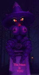 3d absurd_res big_breasts breasts candle cementery clothing detailed_background dragonantojos evettrox female generation_4_pokemon ghost hi_res humanoid lingerie looking_at_viewer mismagius nintendo pokemon pokemon_(species) purple_body red_eyes solo spirit tombstone xazter3d yellow_eyes