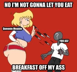 anon booty_shorts faceless_male female joke joke_art lori_loud meme pawg red_background rejection the_loud_house weener72