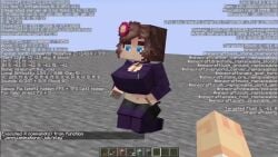 1girls 3d animated big_breasts blue_eyes breast_expansion breasts brown_hair cleavage exposed_midriff female flower_in_hair horny_female human_female humanoid jenny_belle_(slipperyt) mine-imator minecraft no_sound outside tagme text video