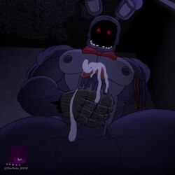 1boy animal_humanoid animated animatronic anthro big_balls big_penis bonnie_(fnaf) bowtie bunny_ears climax cum cum_on_body cum_string cumshot ejaculating_cum ejaculation five_nights_at_freddy's five_nights_at_freddy's_2 furry gay genital_fluids genitals lagomorph low-angle_view machine male male_focus male_only mammal moobs muscular muscular_anthro muscular_male nipples no_sound one_arm pecs penis rabbit rabbit_ears rabbit_humanoid red_eyes robot spread_legs tagme thepluto_nsfw video watermark withered_bonnie