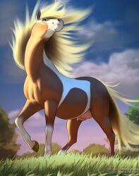 1girls 2020 blue_eyes crotchboobs detailed_background dreamworks equid equine female female_only feral feral_only furaffinity_username hooves mercurial64 multicolored_body nipples non-human_areolae patreon_username rain_(cimarron) spirit:_stallion_of_the_cimarron twitter_username