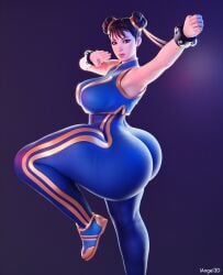 1girls 3d andi3dz ass big_ass big_butt bodysuit capcom chun-li dat_ass female female_only fighting_pose fully_clothed pose solo street_fighter street_fighter_alpha thick_thighs