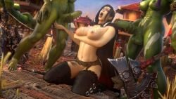 1girls 2futas 3d big_breasts big_penis black_hair blizzard_entertainment cum cum_on_breasts cum_on_face cumshot facial female futanari green_penis green_skin horde_banner horde_symbol human human_(world_of_warcraft) human_female kneeling light-skinned_female light_skin nipple_piercing orc orc_(warcraft) orc_futanari orced penis stockings tess_greymane thick_thighs tongue_out warcraft world_of_warcraft zentaeron