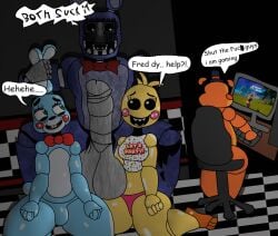 3boys bisexual female femboy five_nights_at_freddy's five_nights_at_freddy's_2 fortnite furry furu_flami gaming gay huge_balls huge_cock joke_art meme playing_videogame straight toy_bonnie_(fnaf) toy_chica_(fnaf) toy_freddy_(fnaf) withered_bonnie