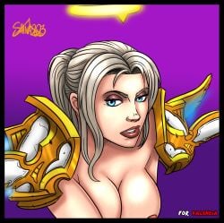 1girls 2023 blizzard_entertainment blue_eyes human human_(world_of_warcraft) light-skinned_female light_skin original_character shina solo valencia_whitmore warcraft white_hair world_of_warcraft