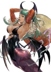 1girls animal_print armpits ass bat_print bat_wings big_breasts breasts clothing darkstalkers demon_girl elbow_gloves female female_only gloves head_wings highres large_breasts leotard lips low_wings medium_breasts morrigan_aensland pantyhose print_legwear purple_pantyhose purple_wings solo succubus tahra vampire_(game) wings