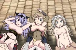 3boys 3girls alternate_hairstyle black_panties blonde_hair breasts camilla_(fire_emblem) character_request clothed_female_nude_female clothed_female_nude_male corrin_(fire_emblem) corrin_(fire_emblem)_(male) covered_navel female fire_emblem fire_emblem_awakening fire_emblem_fates hair_down hair_over_one_eye happish_clown lissa_(fire_emblem) long_hair male male_pov multiple_boys multiple_girls navel nintendo nipples nude odin_(fire_emblem) ophelia_(fire_emblem) orgy owain_(fire_emblem) panties panties_aside penis pov purple_hair pussy sex straight top_down vaginal_penetration yellow_panties