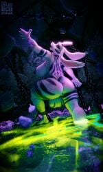 2022 3d_(artwork) bovid breasts caprine deltarune digital_media_(artwork) fur genitals goat hi_res horn intersex mammal monster penis picti purple_eyes slightly_chubby tagme undertale undertale_(series) watermark white_body white_fur