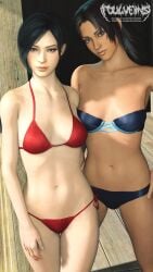 2girls 3d ada_wong asian bandai_namco bikini black_hair brazilian brazilian_female breasts brown_hair capcom christie_monteiro crossover female female_only foulveins latina namco namco_bandai redbone resident_evil resident_evil_2 resident_evil_2_remake resident_evil_4 resident_evil_4_remake tekken twitter