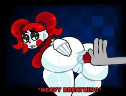 1girls 2d 2d_(artwork) anal anal_insertion anus ass ass_focus baby_(fnafsl) battery bent_over big_ass big_breasts breasts circus_baby circus_baby_(fnaf) clown clown_girl crushtrap donut_anus english_text fat_ass five_nights_at_freddy's five_nights_at_freddy's:_sister_location green_eyes holding_ass holding_own_ass looking_back presenting presenting_anus presenting_hindquarters puffy_anus pussy red_hair red_shirt spreading spreading_ass suppository tagme text thick_ass vagina white_skin