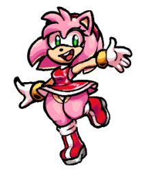 1girls amy_rose anthro boots bracelet dress frosty_roy furry gloves green_eyes hairband panties pink_fur sonic_(series) thick_thighs