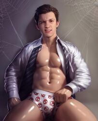 1boy black_hair boxers bulge celebrity male male_only muscular muscular_male nerdyart nipples pecs pectorals spider-man_(tom_holland) tagme tom_holland underwear