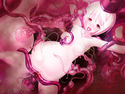 blush censored game_cg navel navel_insertion nude oppai tentacle