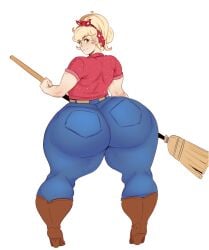 1girls applejack_(mlp) ass big_ass big_butt big_calves big_hips big_thighs blonde_female blonde_hair blonde_hair_female boots broom butt calves child_bearing_hips cowboy_boots deedee89 edit edited female female_only green_eyes hips_wider_than_shoulders huge_ass huge_butt huge_hips huge_thighs jeans large_ass large_butt large_hips large_thighs looking_at_viewer looking_back muscular muscular_female muscular_legs muscular_thighs my_little_pony rear_view smooth_skin sunnysundown thick_thighs thighs third-party_edit white_background wide_hips