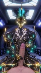 1boy 1girls 3d 3d_(artwork) alien alien_girl artist_request athletic_female breasts ember_(warframe) ember_prime erection eye_of_truth holding_penis huge_cock human human_penetrating large_penis light-skinned_male long_penis measuring_penetration_depth penis robot robot_girl small_breasts straight thick_penis thigh_sex warframe